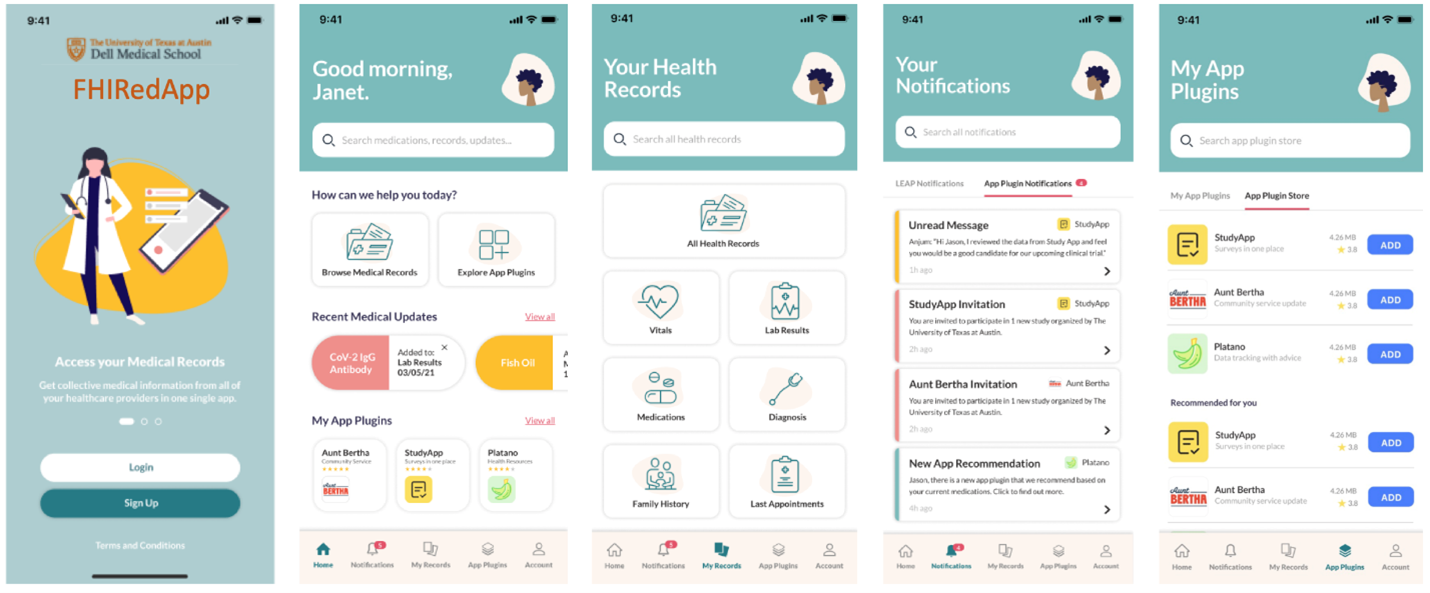 Image of the FHIRedApp showing the prototype of how the app may work.