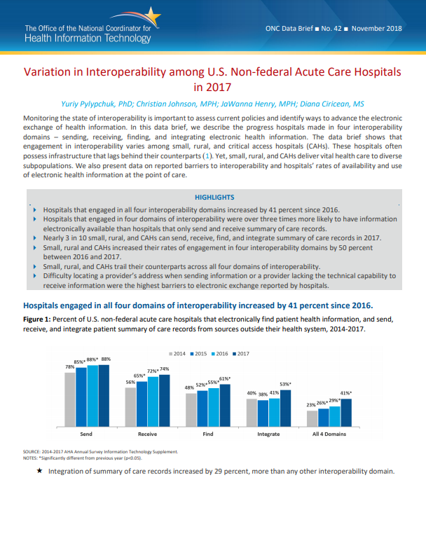 Variation in Interoperability among U.S. Non-federal Acute Care Hospitals in 2017