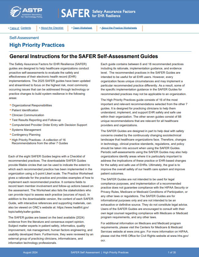 High Priority Practices.