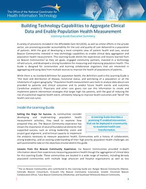 Learning Guide: Building Technology Capabilities to Aggregate Clinical Data and Enable Population Health Measurement