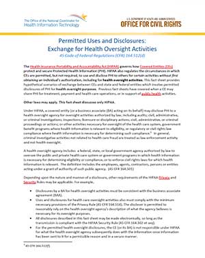 Permitted Uses and Disclosures: Exchange of Health Information at the Federal, State, and Local Level