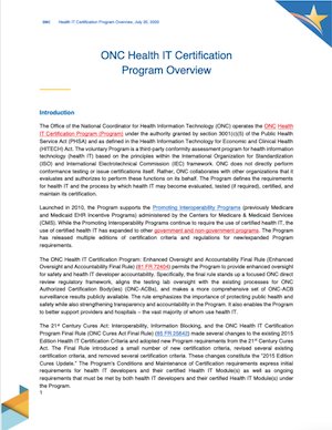 Public Health IT Certification Program Overview