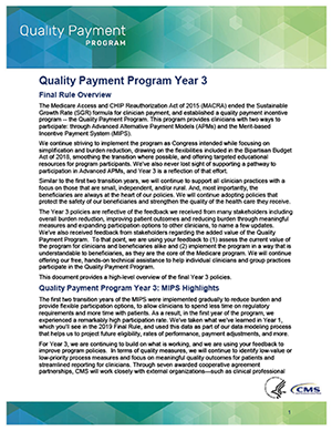 2019 Quality Payment Program Final Rule Fact Sheet