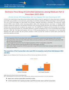 Electronic Prescribing of Controlled Substances among Medicare Part D Prescribers 2015-2016