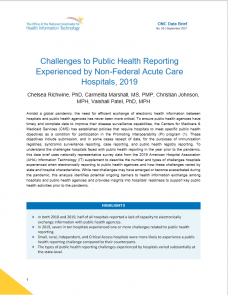 Challenges to Public Health Reporting  Experienced by Non-Federal Acute Care  Hospitals-2019